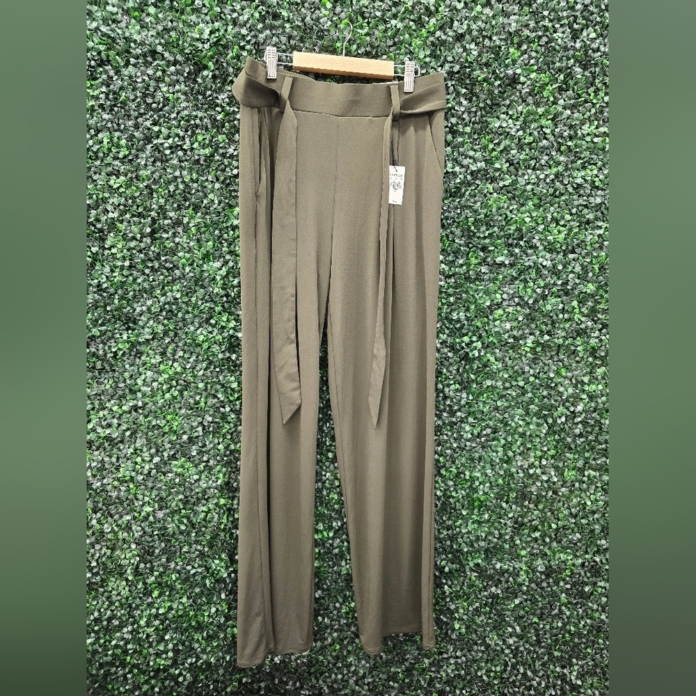 Express Mid Rise Wide Leg Dress Pants - Size Medium - Olive Green